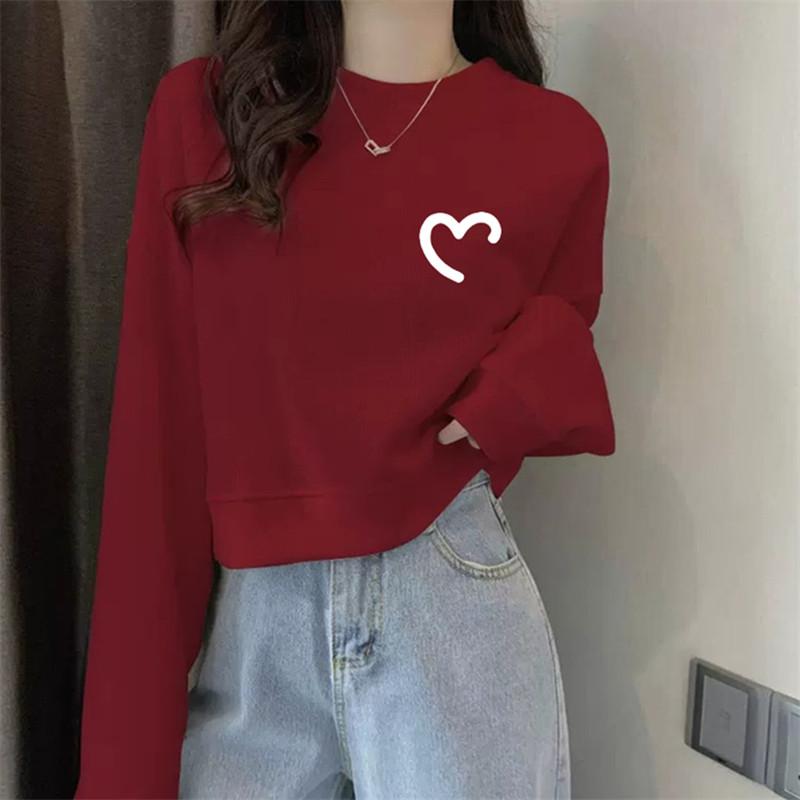 Áo Len Đỏ, Dành Cho Nữ, Bộ Sưu Tập Đầu Thu, Hàng Mới Về 2024, Ngắn Và Phổ Biến, Thời Trang, Áo Cổ Tròn, Thích Hợp Cho Mùa Xuân Và Mùa Thu, Vải Mỏng 2