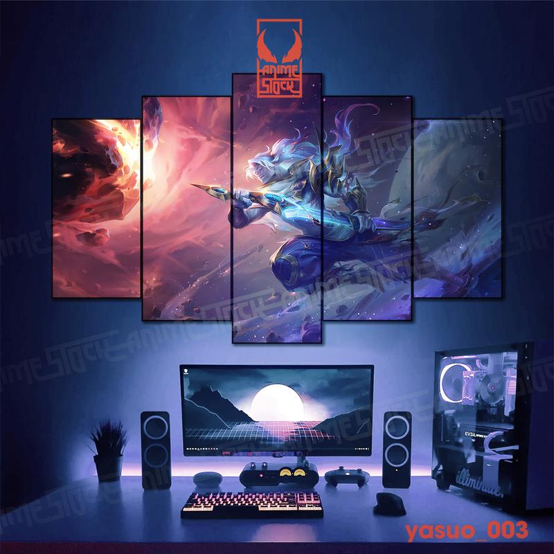 Tranh không thấm nước, tranh liên minh huyền thoại ghép 5 tấm dán tường decal. Tranh dán tường decor phòng ngủ phòng game của bạn. Đồng 2