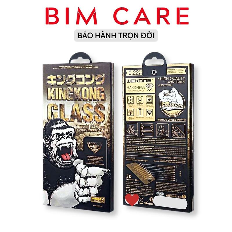 (Siêu trong suốt) Kính cường lực KingKong HỘP SẮT ĐEN fullbox chính hãng WEKOM, tặng 1 kèm kính BAIKO 40K - BIMCARE Kem Kem