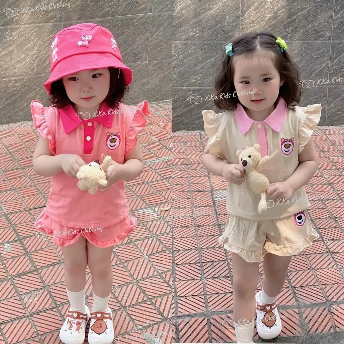 6==>17kg bộ quần áo bé gái có cổ cho bé  gồm quần + áo