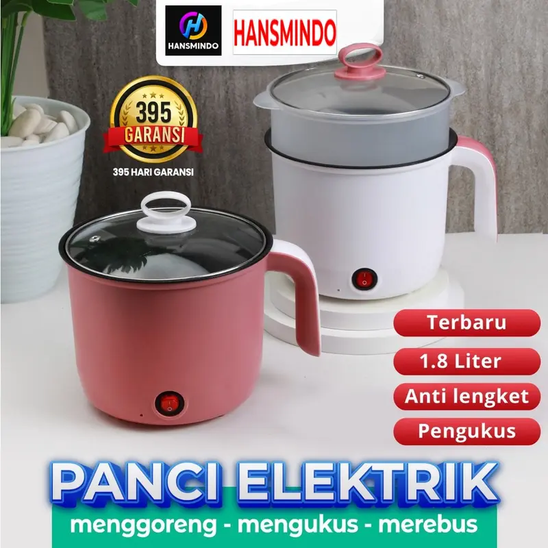 Panci Listrik Serbaguna / Panci Elektrik Multifungsi 1.8 L / Elektrik Cooker Free Kukusan/ Panci Multigungsi, untuk Menggoreng, Merebus dan Mengukus 3