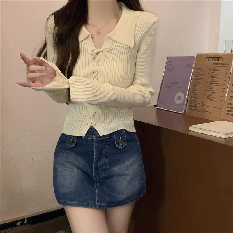 Product Introduction of Áo Len Dệt Kim, Dài Tay, Cổ Polo, Hàng Mới Về Mùa Thu 2024, Áo Len Mặc Trong, Ngắn Và Nhỏ, Có Thể Mặc Bên Trong Áo Len, Dành Cho Nữ, Thích Hợp Cho Mùa Thu Và Mùa Đông 28