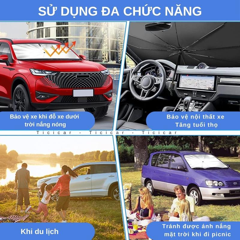 Product Introduction of Ô che nắng kính lái ô tô chống nóng và bảo vệ taplo cho xe SUV - SEDAN - BÁN TẢI - MPV, vải Phủ bạc chống nóng, chống tia UV bảo vệ sức khỏe gia đình, khung chắc chắn phù hợp với nhiều dòng xe - Ticicar Store 7