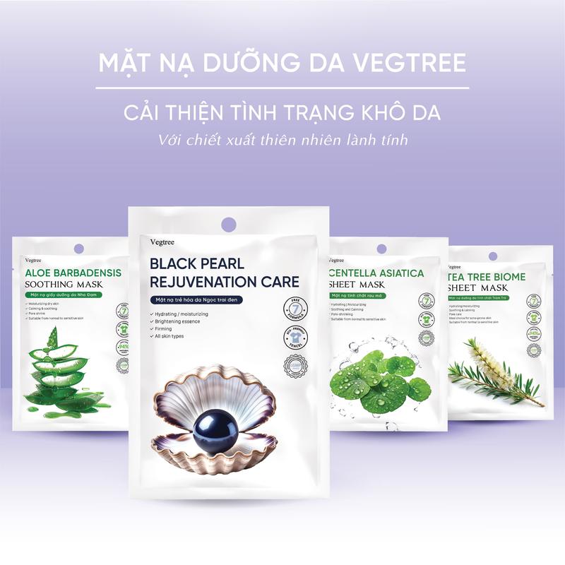 Vegtree Mặt nạ dưỡng da Vegtree dưỡng da cấp ẩm cải thiện khô da se khít lỗ chân lông 25ml/miếng Aloe Barbadensis & Tea Tree Biome