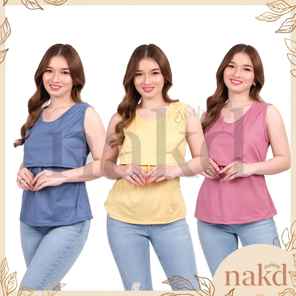 NAKD FASHION NOVAH PLAIN SLEEVELESS MATERNITY BREASTFEEDING SANDO BLOUSE / NURSING TOP 1242