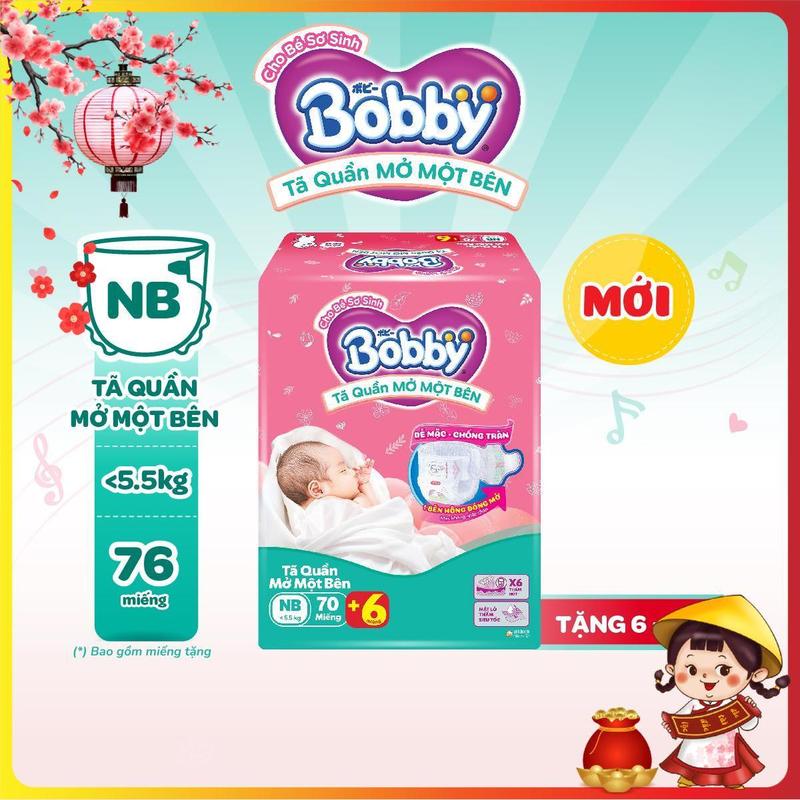 Bobby Tã bỉm quần Mở Một Bên size NB70+6 S80 S-M 62 miếng 