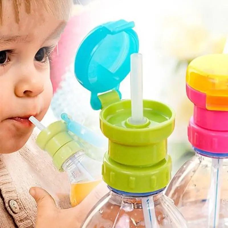 Children's Anti-spill Water Bottle Cap with Straw Tip, 1 Count Reusable Beverage Bottle Cap, Sippy Cup, Travel Accessories, Drinkware Accessories for Soda Juice, Kitchen Supplies 0