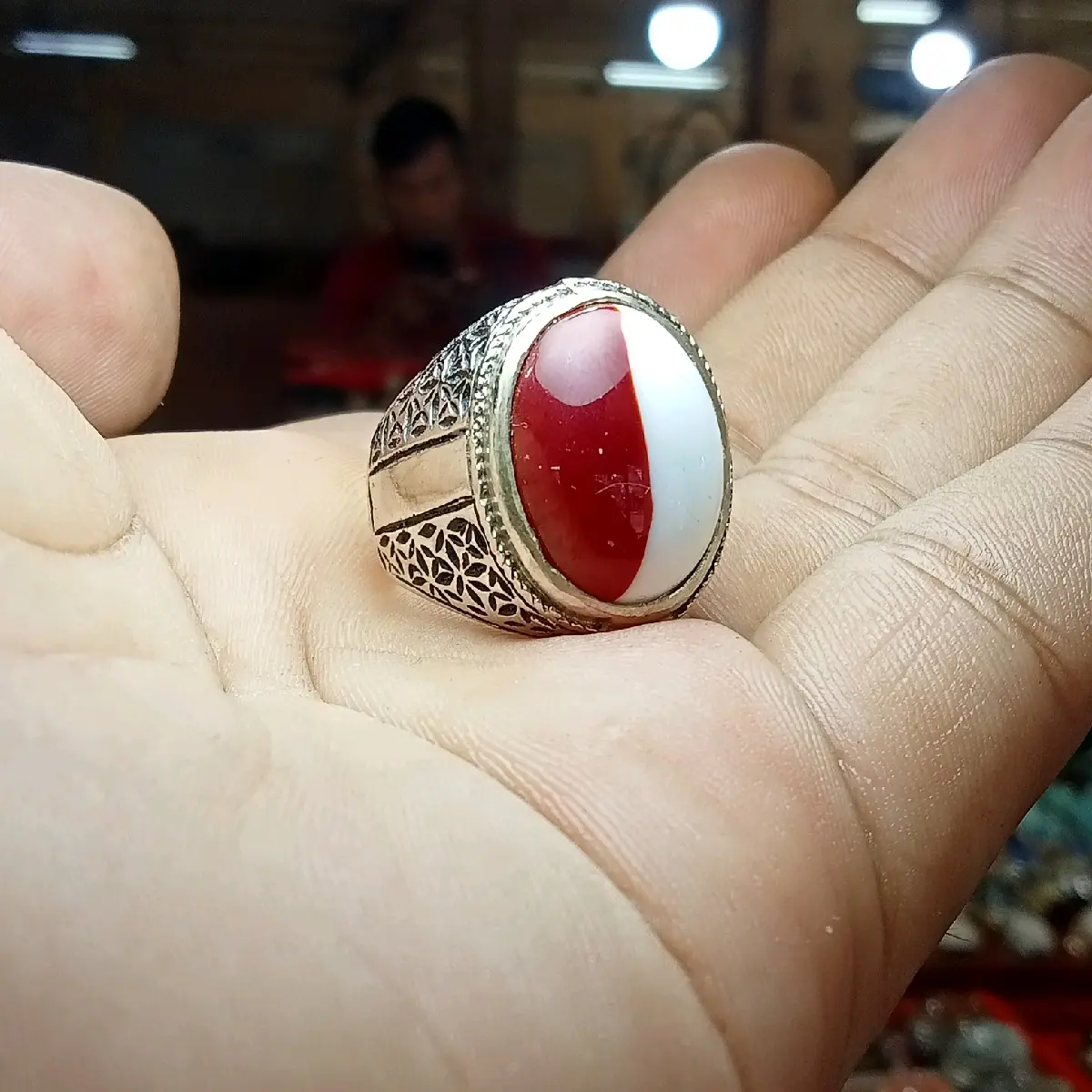 batu cincin akik merah putih