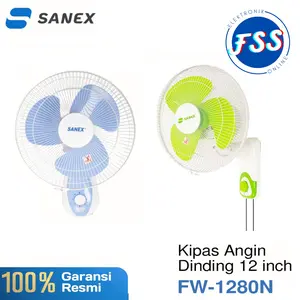 Sanex Wall Fan Dinding 12 Inch FW - 1280 listrik Warna ungu  biru  hijau  Kipas