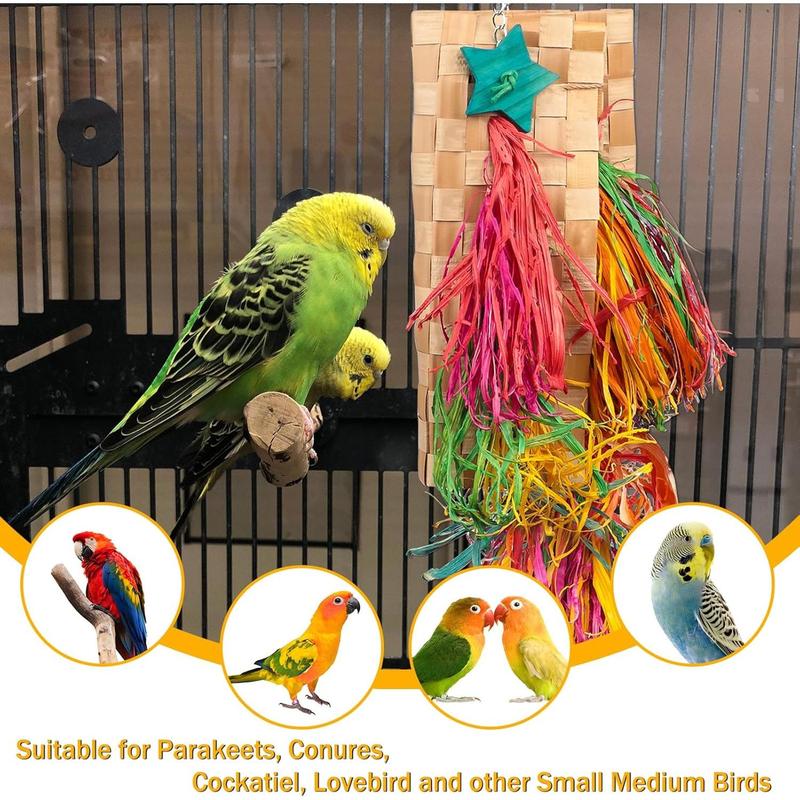 TikTok Shop Parakeet Toys Large Bird Toys Parrot Foraging Toys Colorful Chewing Bird Toys Natural Shredding Foraging Toys for Parrots Cockatiel Budgie Toys Lovebird