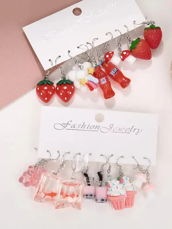 Cute Cartoon Food & Drink Design Dangle Earrings, Fashion Jewelry for Party, Daily Clothing Decor, Trendy All-match & Exquisite Jewelry for Birthday Gift 3