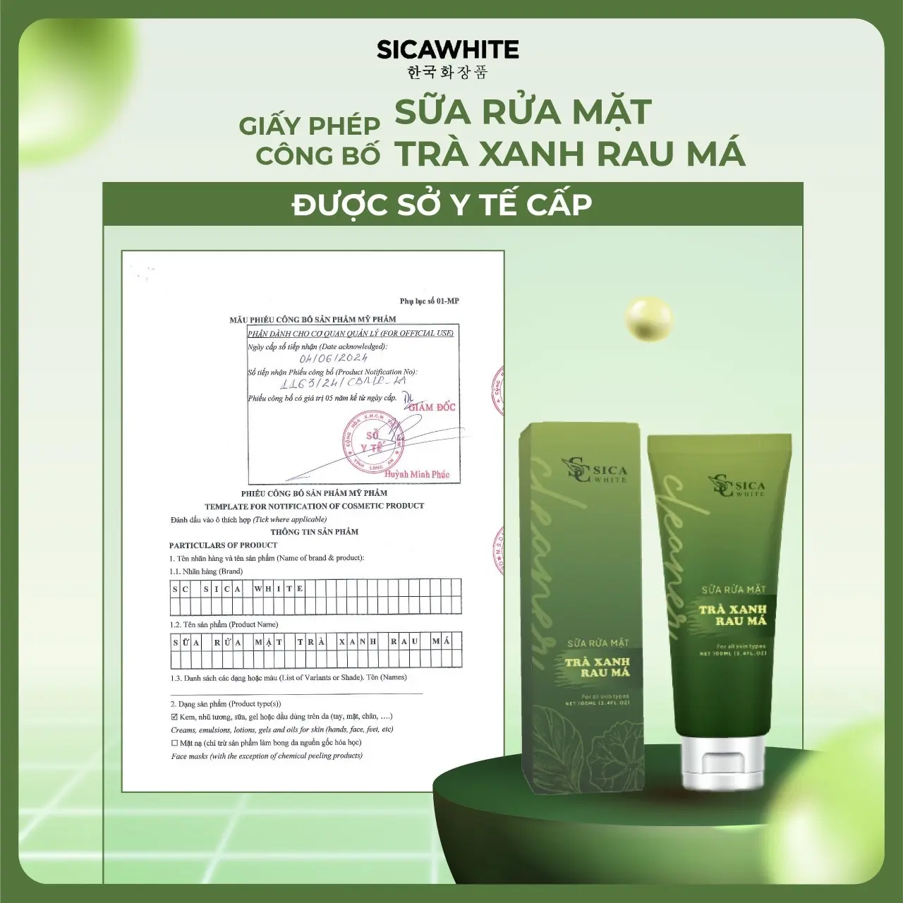 [H04]- Sữa Rửa Mặt Trà Xanh Rau Má 100ml - Hỗ Trợ Chăm Sóc Da Dầu Mụn (100ml) Skincare | BigBuy360 - bigbuy360.vn