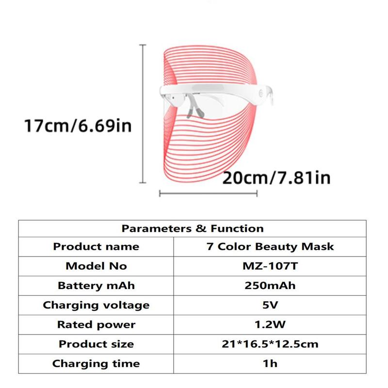 Portable 7 Color Light Beauty Mask, 1 Box Lightweight Facial Skin Care Mask & Accessories, Facial Beauty Instrument for Women & Girls 1