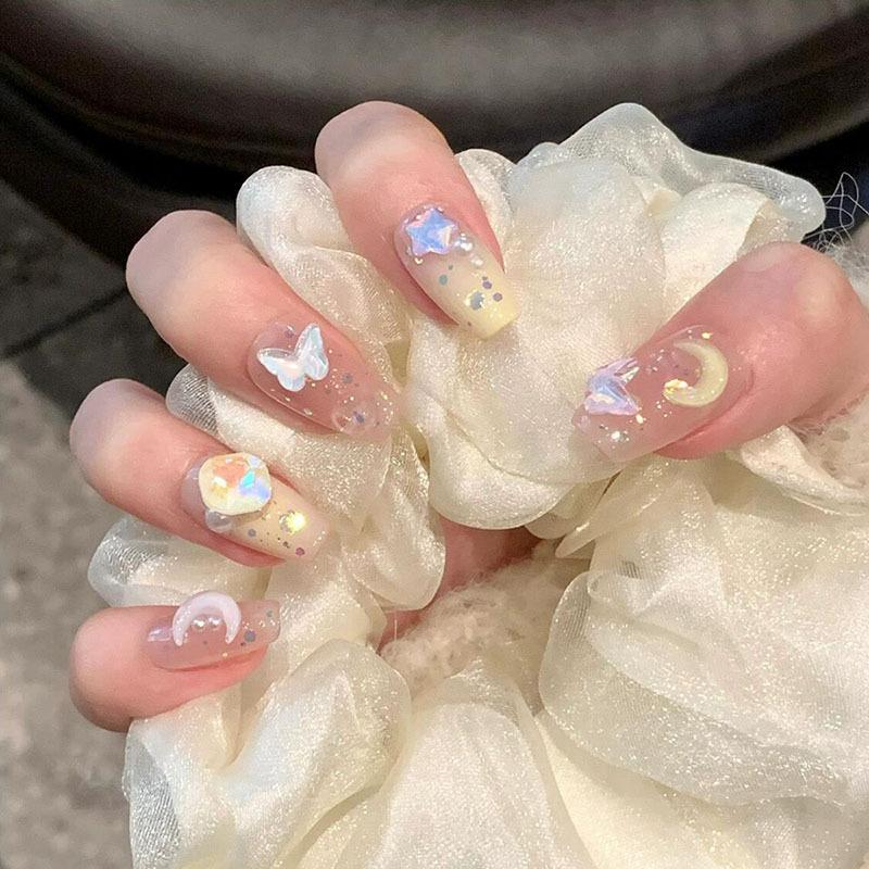 Product Introduction of In Stock Cute Princess Fake Nails 24 Bow Design Temperament Long Nail Stickers Student Fake Nails 0
