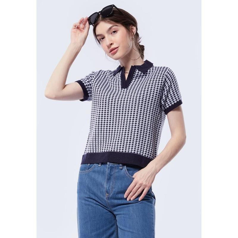G♫Q7 Executive Short Sleeve Knit Polo Shirt 5-Psgkca223J018 Navy W✔9U 0