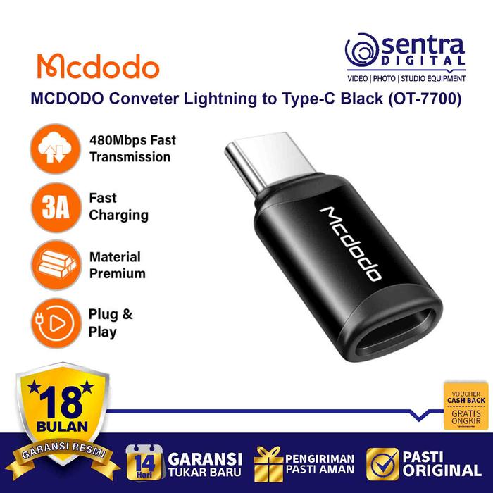 Gambar MCDODO Converter Charger OTG Lightning to Type C Black for Iphone ( OT-7700 ) dari Sentra Digital Kota Surabaya Tokopedia