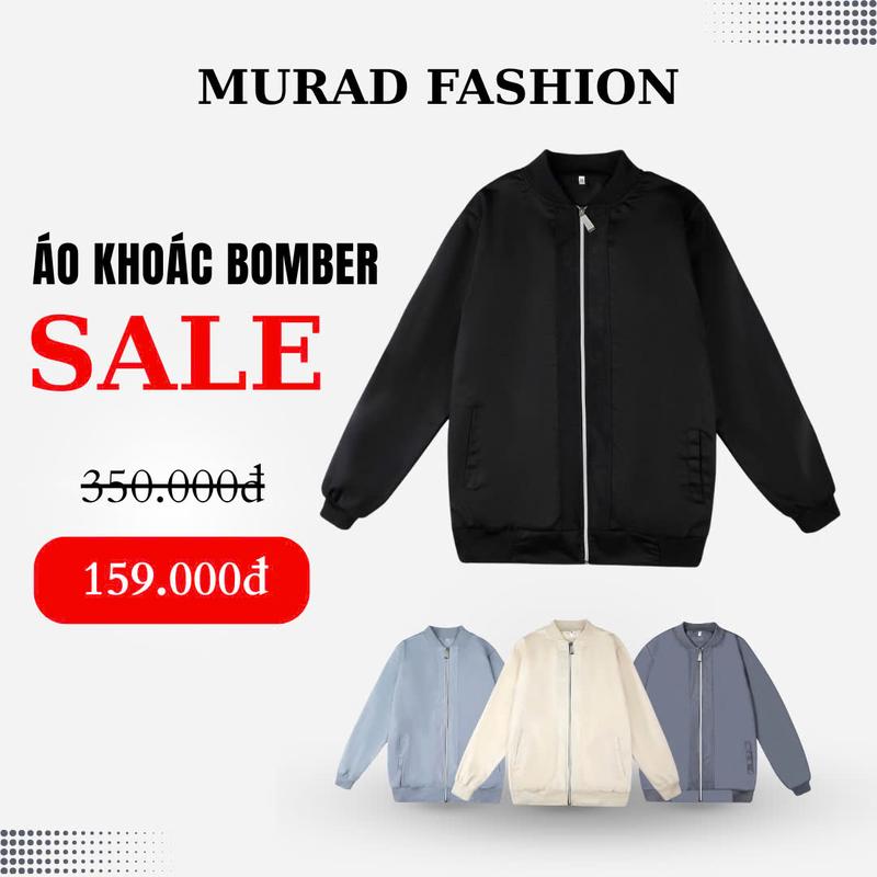 Áo khoác bomber nam nữ chất kaki 2 lớp MURADFASHION AKK01