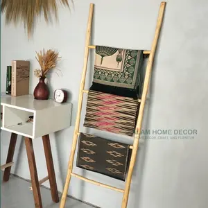 Tangga Lader Bambu Jati dan Bambu Untuk Dekorasi Kayu Kamar Tidur Dipasang di Dinding