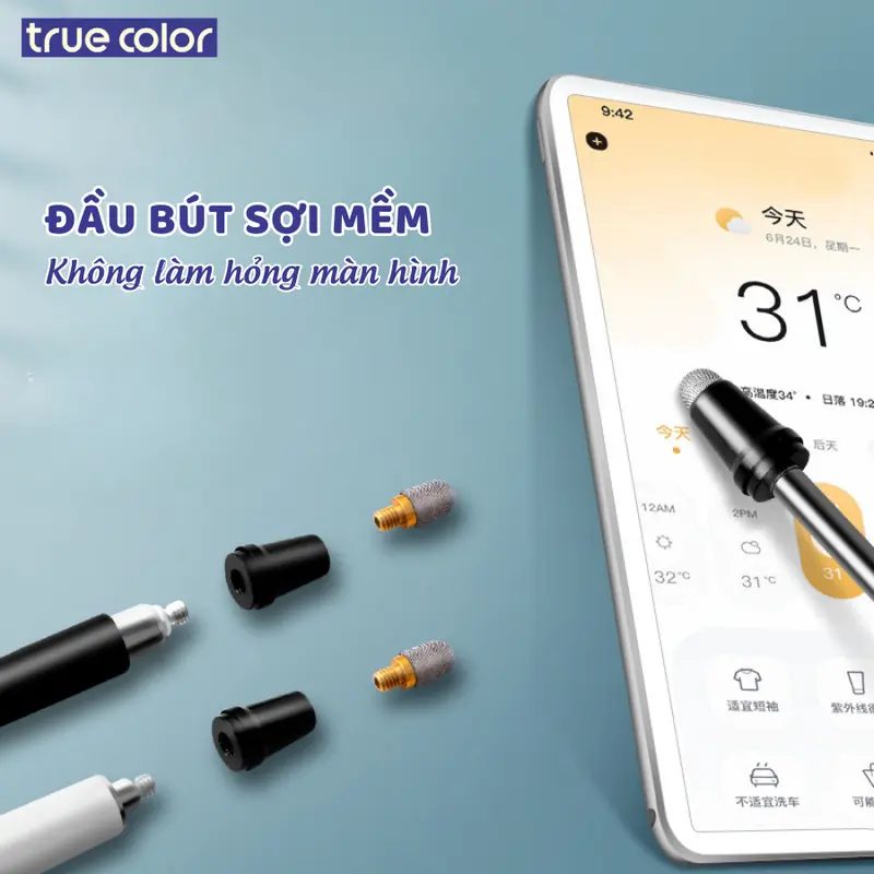 Bút Cảm Ứng Trục Dài - Cây Trỏ Chỉ Điểm Giảng Dạy Tiện Lợi - Chất Liệu Bền Đẹp, Đầu Thay Thế Linh Hoạt - TrueColor Phụ Kiện 2