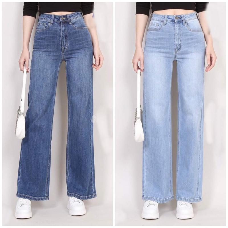 Quần Jean Nữ Ống Rộng Quần Bò Nữ Ống Suông Lưng Cao Cotton Co Giãn 4 Chiều Hàng Thiết Kế Women Pants quần loe đen khói on