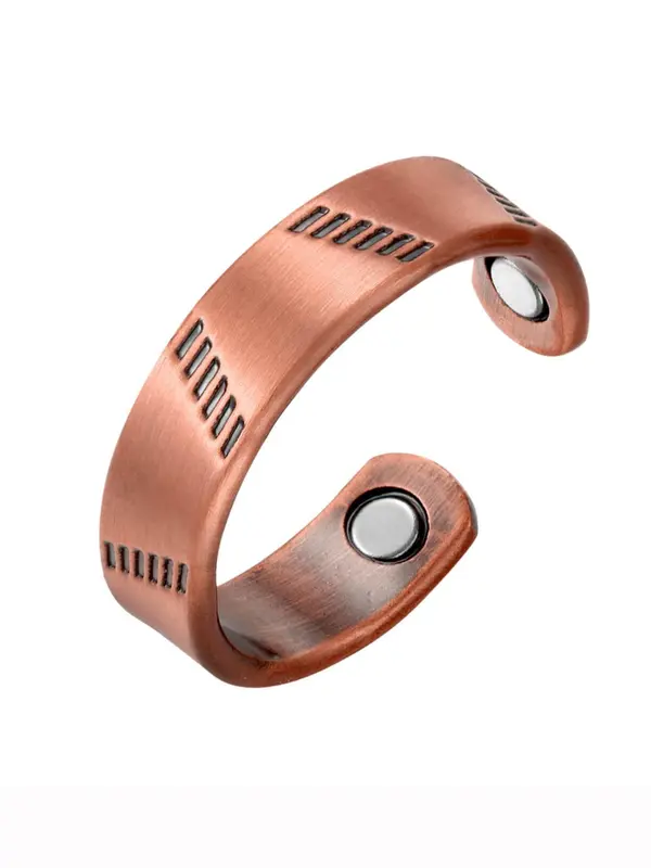 Men's Simple Plain Magnetic Cuff Ring,  Adjustable Copper Thumb Ring for Daily Wear, Trendy All-match & Exquisite Jewelry for Birthday Gift 0