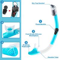 Gambar Mounsea 2-pieces snorkel set full dry snorkel diving mask anti-fog food grade silicone - black dari Mounsea Official Store Kota Tangerang 5 Tokopedia