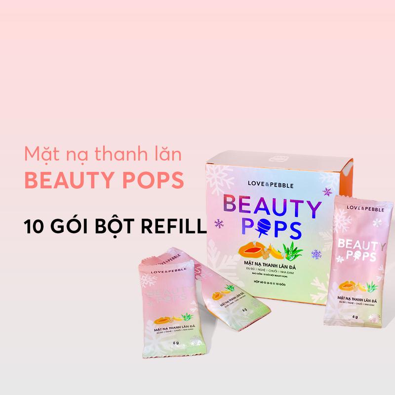 [REFILL - BỘT LẺ] 10 Gói Mặt Nạ x 6gr Thanh Lăn Đá Beauty Pops by LOVE & PEBBLE Chiết Xuất Thiên Nhiên Hỗ Trợ Sáng Da, Thu Nhỏ Lỗ Chân Lông - Mặt Nạ Đá Viên Cho Da Dầu Mụn Skincare Làm Đẹp - Gói Refill Dụng Cụ Chườm Lạnh Chăm Sóc Da Nữ Women Cosmetics