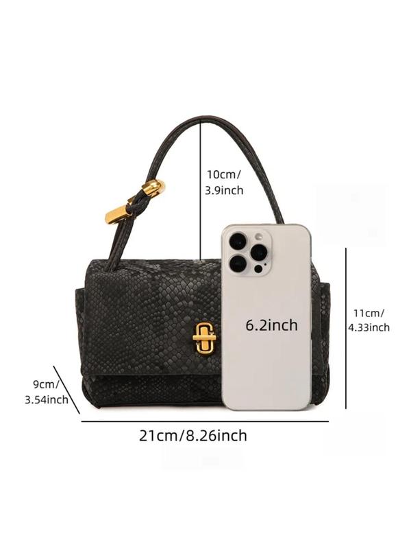 Women's Fashionable Snakeskin Embossed Handbag, Casual Versatile Shoulder Bag for Daily Used, Trendy All-match Commuter Bag 1