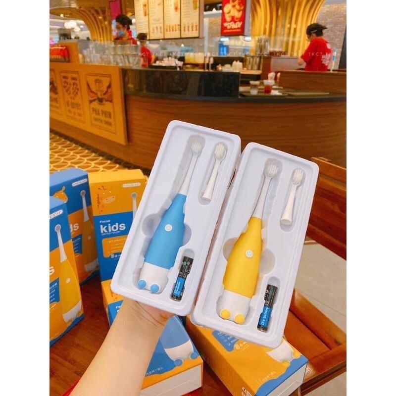 Bàn Chải Điện Cho Bé Focus Kids Sạch Răng Tiện Lợi Chống Nước Máy Đánh Răng Tự Động Cho Bé Tặng đầu thay thế Tặng kèm Pin 3