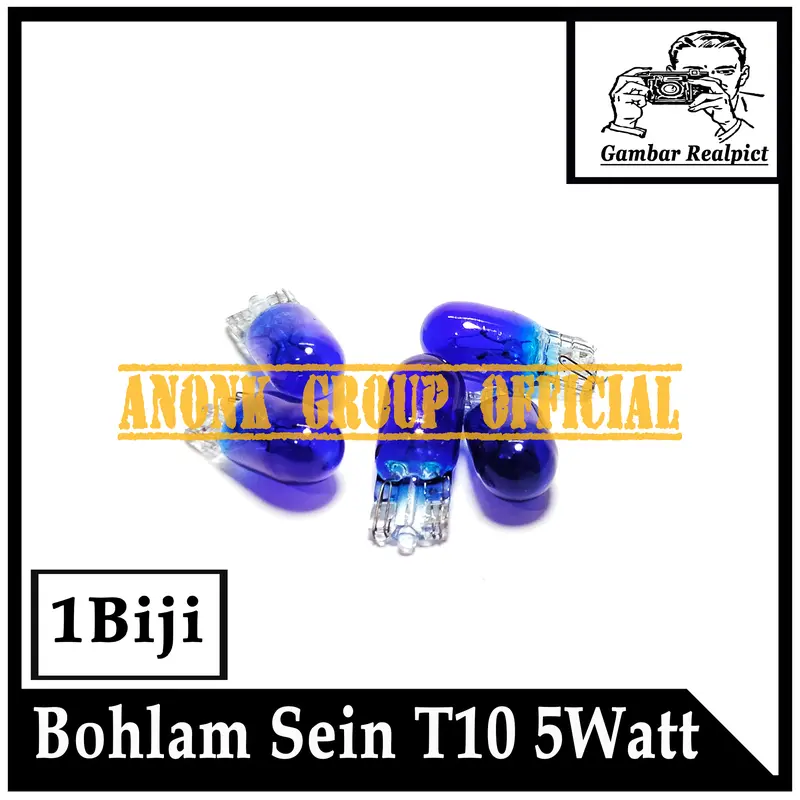 Lampu Bohlam Sein Senja T10 warna 12 Volt / Bohlam Sen Senja Spidometer 12V 5 Watt / Bohlam Colok Tancep T10 Biru 12 Volt 5 Watt 4