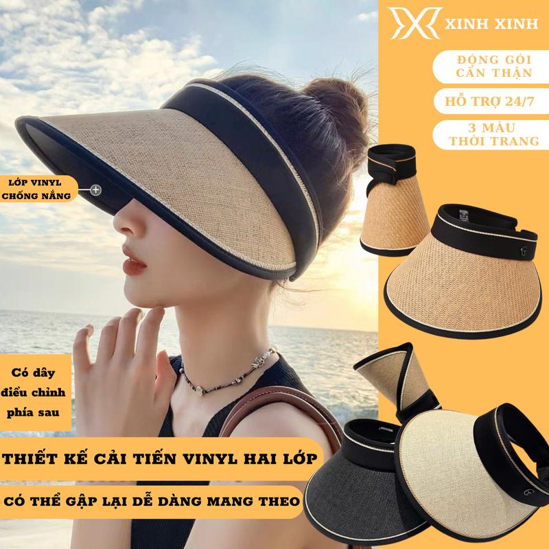  Mũ chống nắng Tặng kèm Kính vành rộng nửa đầu có lớp Vinyl chống UV cuộn lại dễ dàng - Phụ Kiện Đội Đầu 