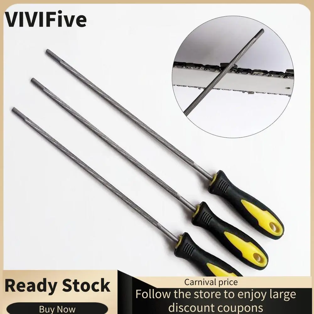 3Pcs High Hardness Carbon Steel Chain Saw Files Spiral Serration Grinding Round Files Sharpening 4mm/4.8mm/5.5mm Steel Sharpener