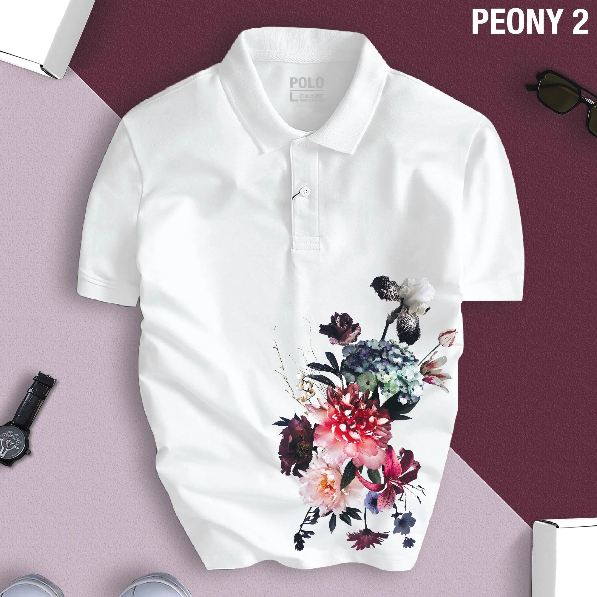 Áo Thun Polo UNISEX Nam Nữ PEONY thiết kế sắc nét, nổi bật, trẻ trung, chuẩn form Menswear Top Jean