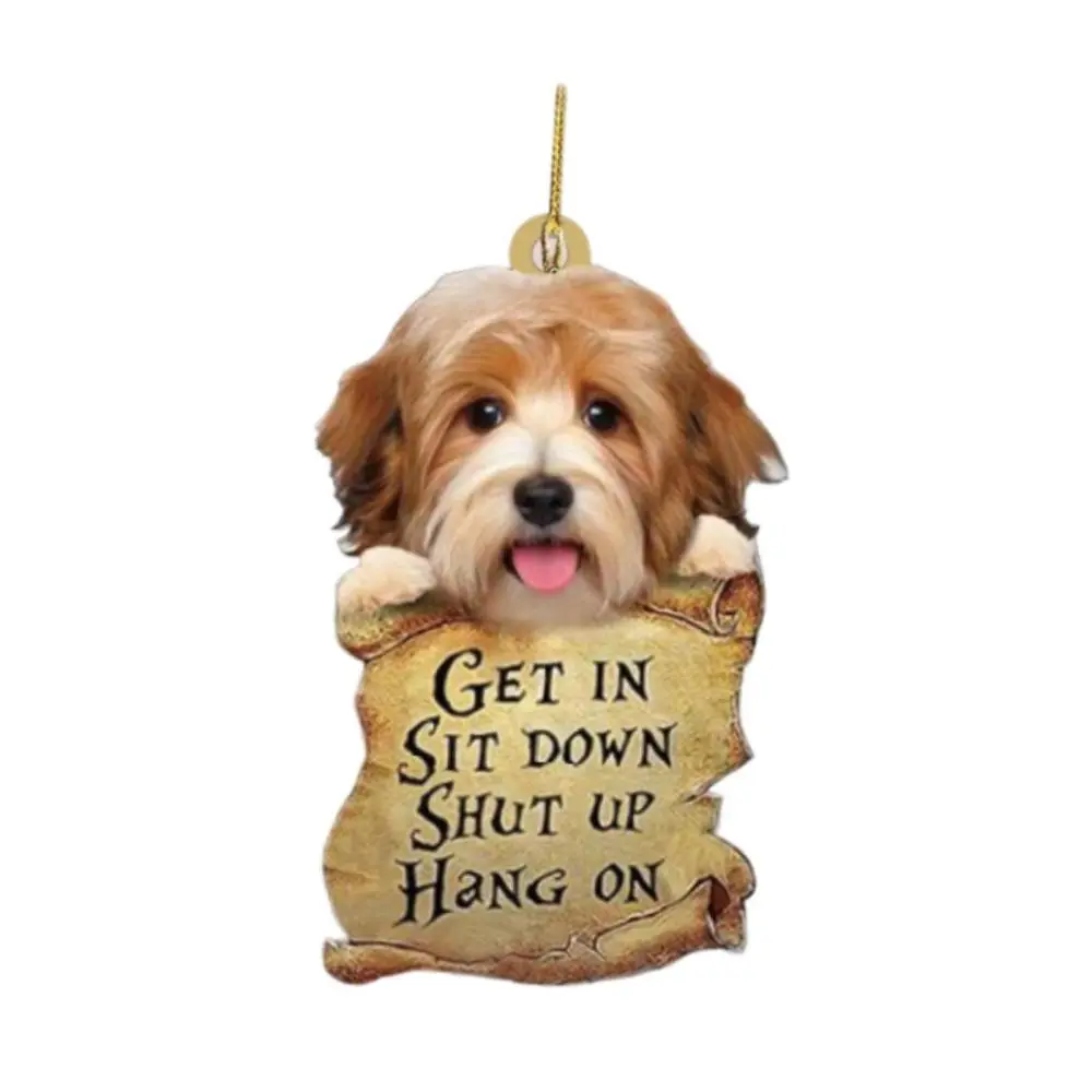 Dog Car Ornament Puppy Car Pendant Animal Automotive Accessories Christmas Tree Hanging Ornament Car Rear View Mirror Pendant