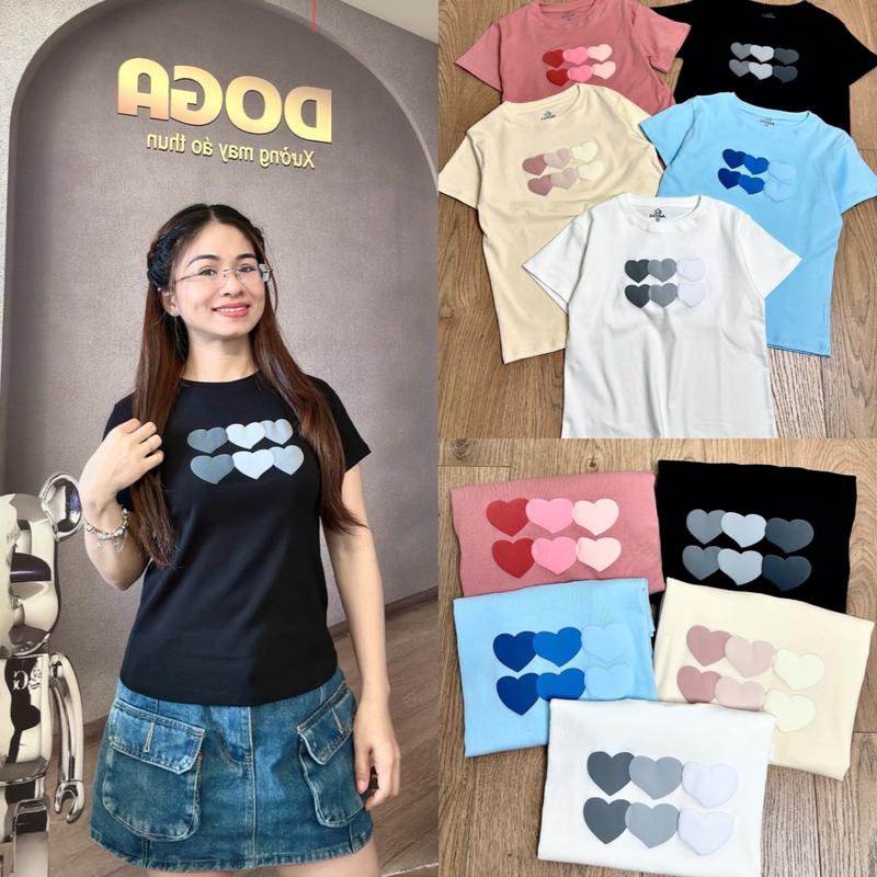 Áo thun chất BORIP COTTON Xịn dáng baby tee Size từ 35kg-68kg in chữ size S, M,L, XL DOGA tay ngắn cổ tròn in trẻ trung màu thoáng mát, hut mồ hôi. không xù lông  M78 Top Nữ Women Đen