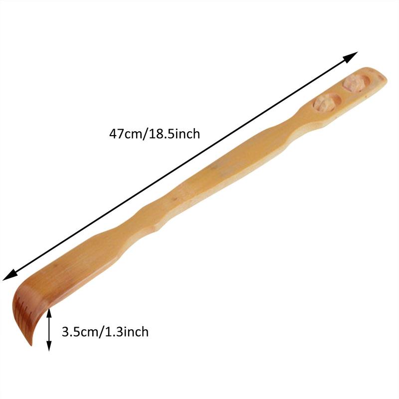Bamboo Double Ball Rolling Massage Stick, Scratching Tool, Scratching Rake for Neck & Back 2