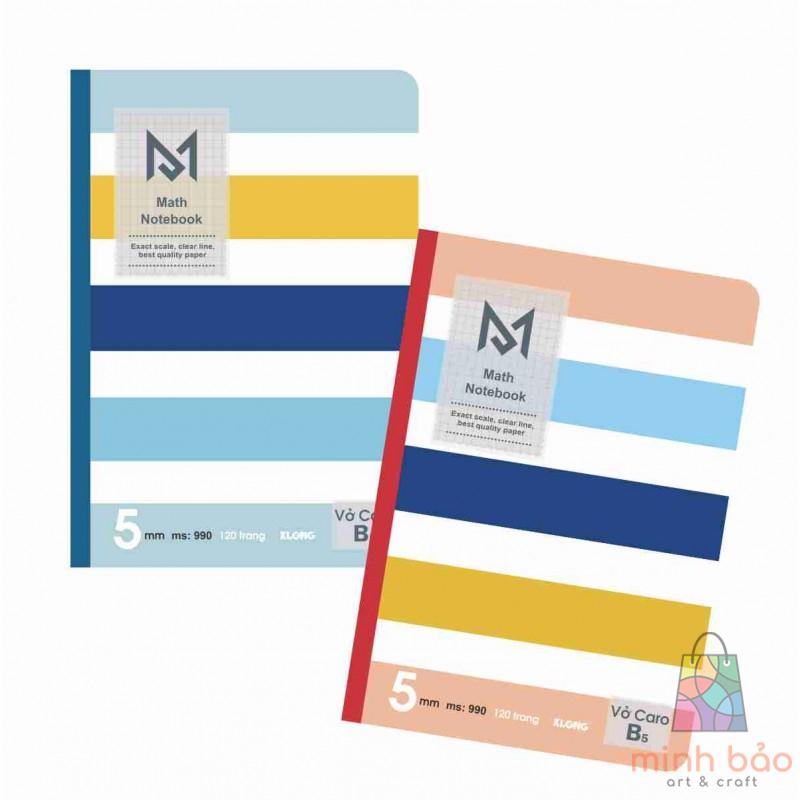 VỞ MAY DÁN GÁY KLONG CARO B5 A4 120 200 TRANG
