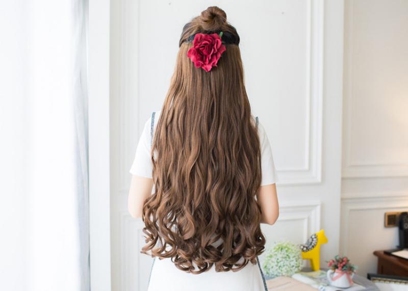 Product Introduction of Big Wave Curly Hair Wig Set Five Card Seamless One Piece Hair Extension Hair Extension Long Curly Hair Ponytail 7