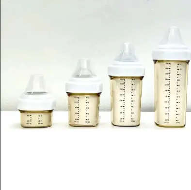 Bình Sữa Hg Cổ Vuông Voi núm ti silicon siêu mềm Cho Bé Trên 3 Tháng 150ml/240ml, Bình nhựa PPSU Kem 5