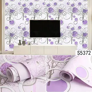 Wallpaper Dinding Polkadot Ungu 45cm x 10m Dekorasi 2