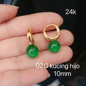 Anting Titanium kucing ijo lapis emas awet anti karat
