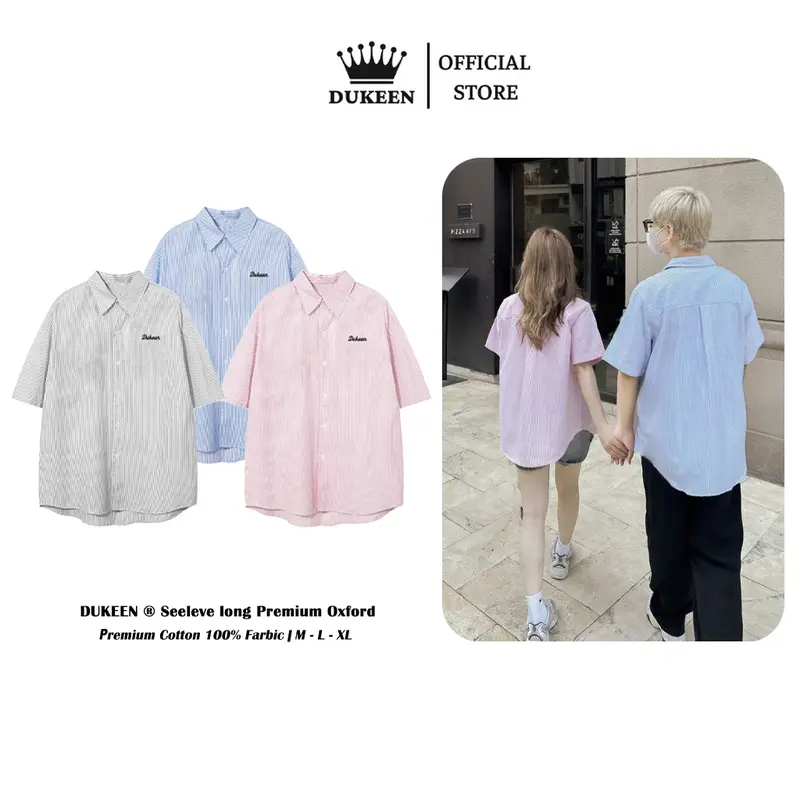 Áo Sơ Mi Kẻ Sọc Ngắn Tay Dukeen Local Brand Unisex Oxford Shirt SM033 Nam Menswear
