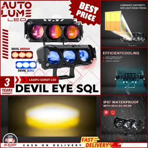 【Autolume】Lampu Tembak Sorot SQL 3 Mata Devil Mini 5 Mode 20W - Super Terang, Anti Air - Garansi 3 Tahun
