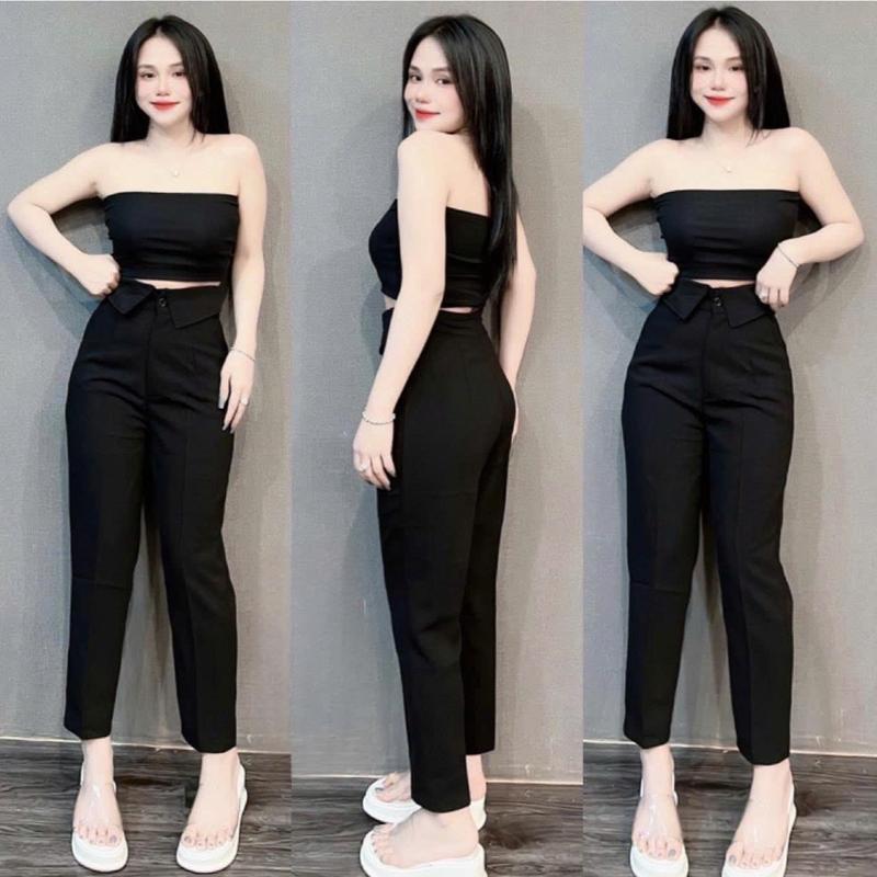 [Bigsize 45-85kg] Quần tây quần baggy 9 tấc LƯNG BẢN thiết kế gập lưng trẻ trung lưng cao chất vải umi hàn co giãn có bigsize  Women Pants Nữ