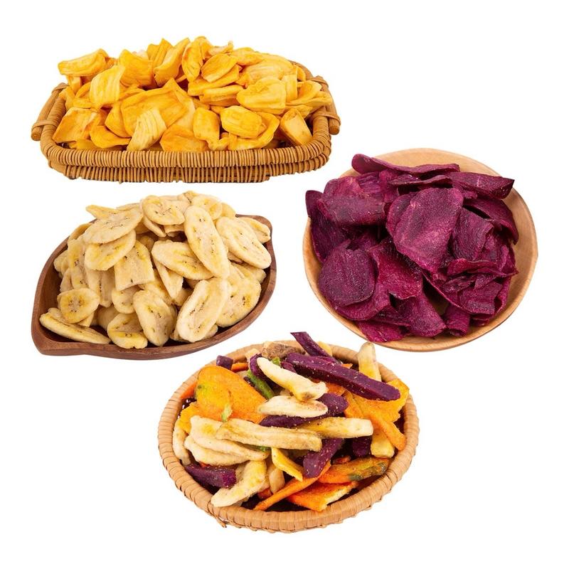 Combo 1kg trái cây sấy không đường: Mít + Thập Cẩm + Khoai lang tím mật + Chuối
