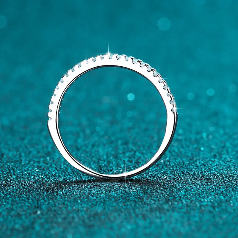 【T1】925 Sterling Silver Cubic Zirconia Eternity Ring 2