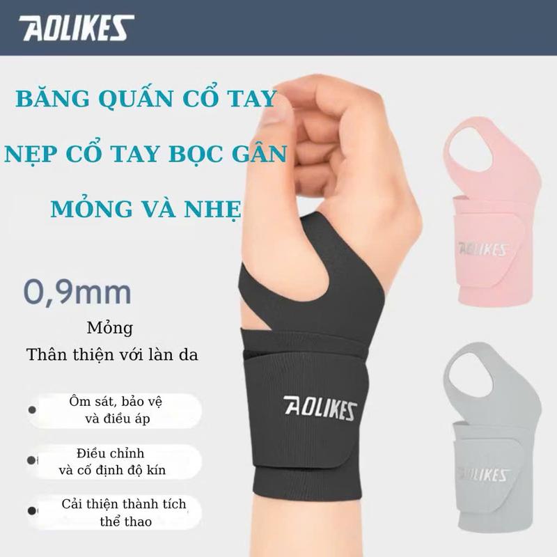  Băng quấn Cổ Tay Aolikes Siêu Mỏng Cho Ống Cổ Tay  Hỗ Trợ Giảm Đau Viêm Khớp Pickleball ,Bóng Rổ  Gym Yoga   1 Chiếc  AL7935  