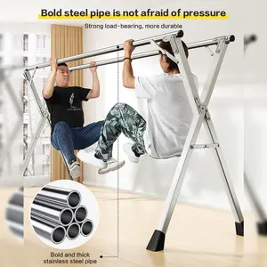 160-240cm Jemuran Baju Lipat Stainless Steel Jemuran Pakaian Basah Tahan Karat Jemuran Baju Lipat【Tidak diperlukan instalasi】