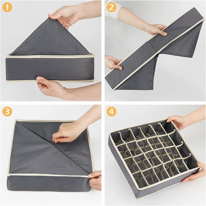 Multi-grid Underwear & Socks Storage Box, 1 Count Folding Clothes Storage Box, Household Home Storage Organizer, Home Organizer Supplies, Summer Gift 6