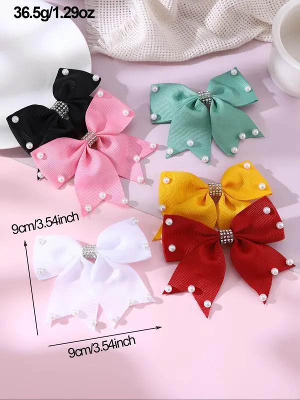 Cute Bowknot Design Hair Clips, Faux Pearl Decor Hair Accessories for Girls, Fashion Hair Accessories for Party, Daily Clothing Decor 1